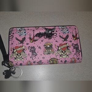 Ed Hardy Pink Tattoo Art Phone Wallet Case
